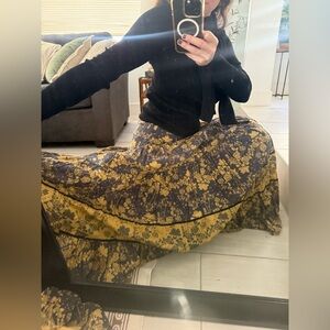 Carolina K Floral Printed Drop Waist Maxi Skirt NWT